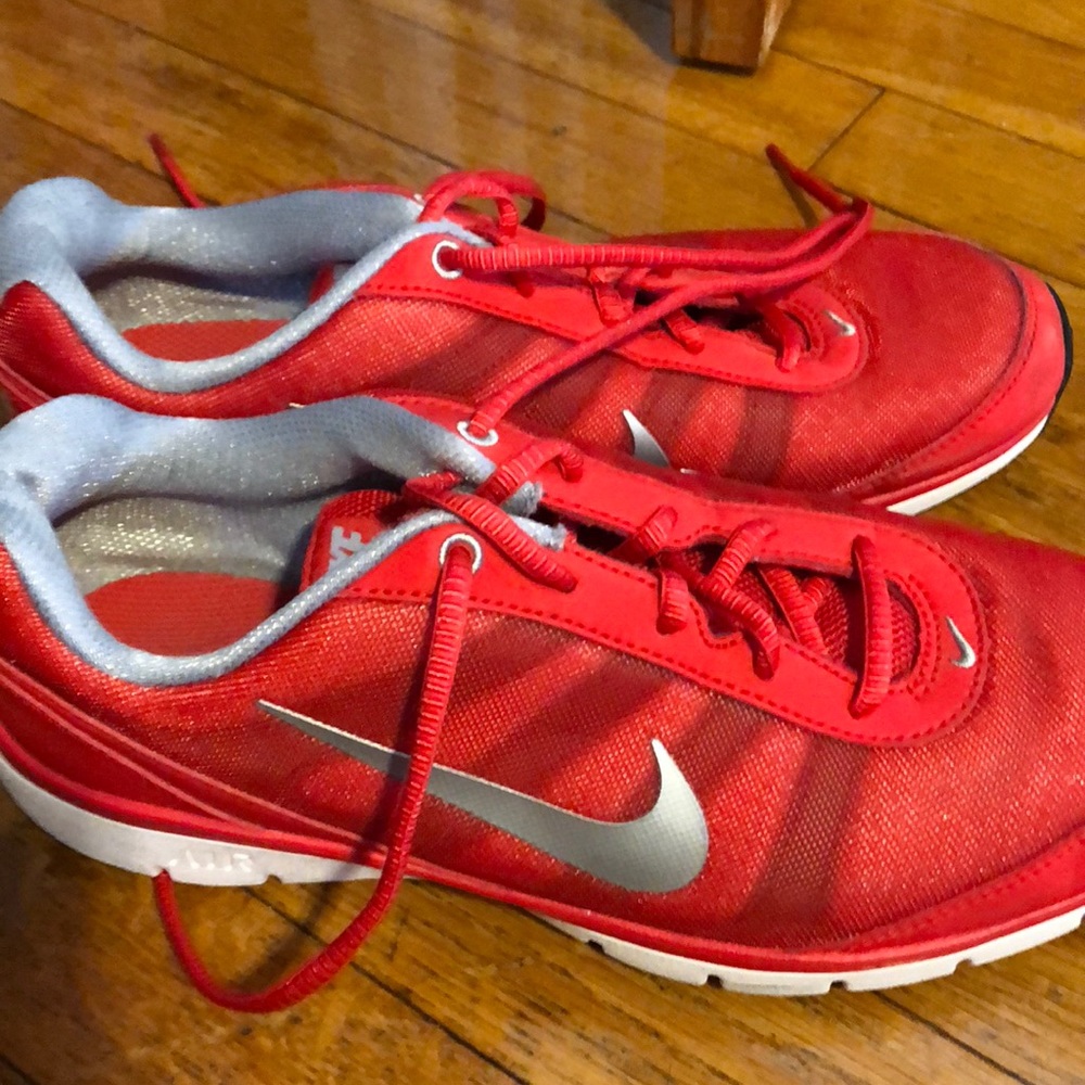 Red Nike running shoes